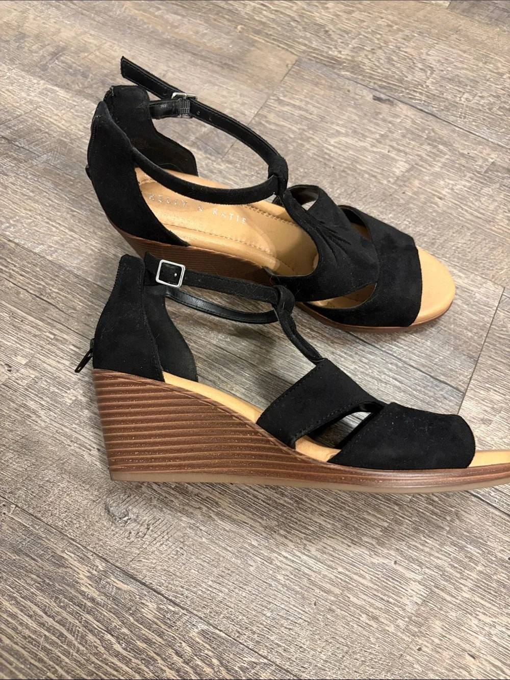 Black Suede Wedge Sandals